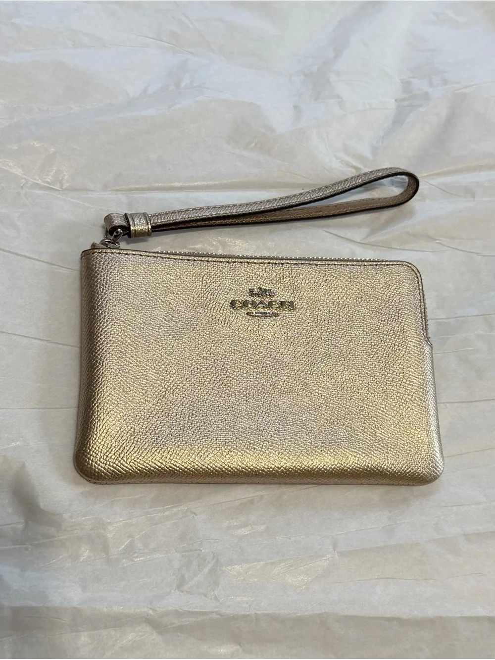 Coach Metallic Gold Pouch Wristlet